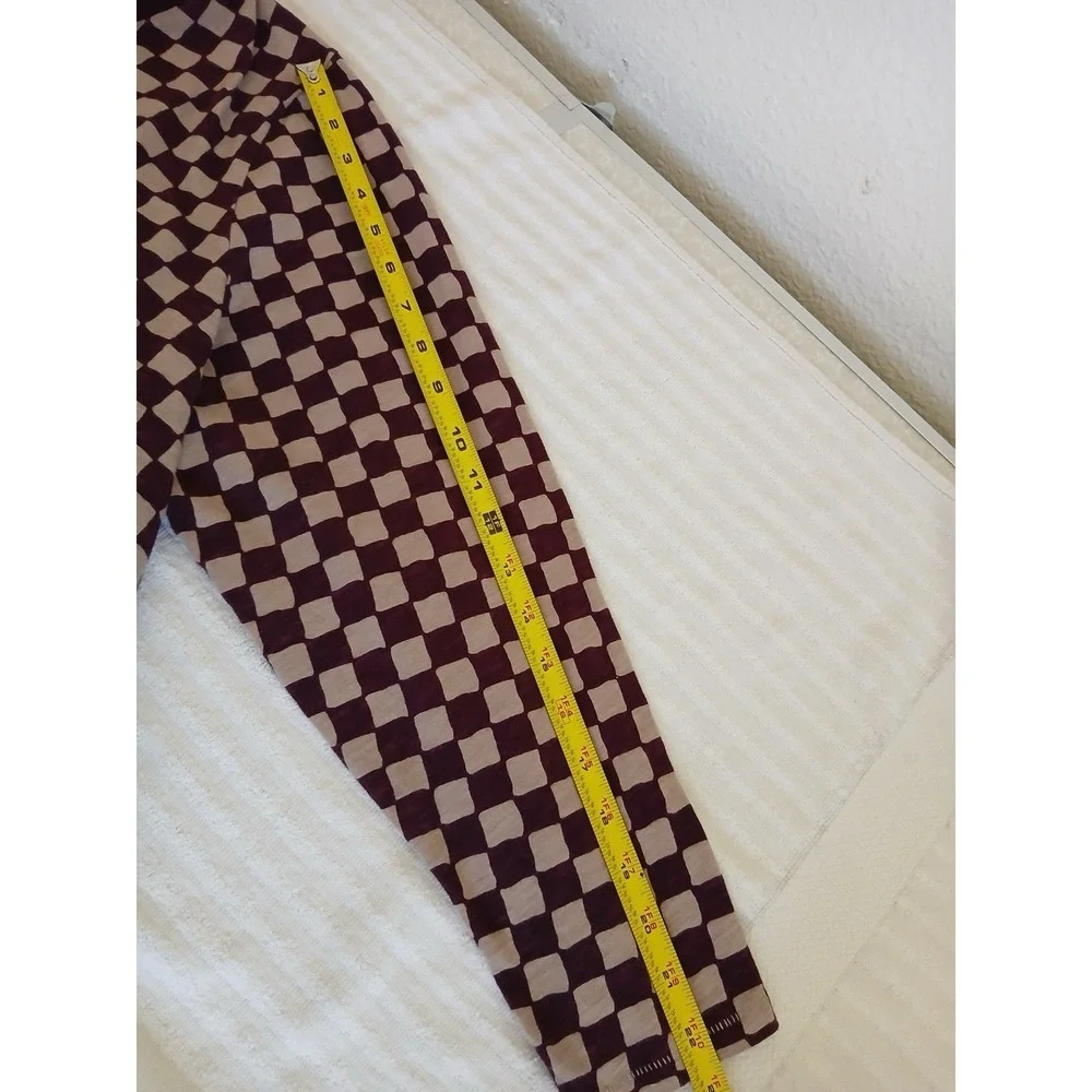 SONOMA Women Burgundy Plaid Long V-neck Sleeve‎ The Everyday Tee Shirt Top 2X